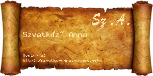 Szvatkó Anna névjegykártya